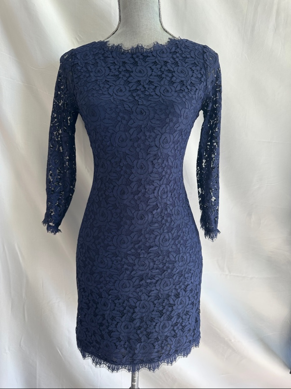 Diane von Furstenberg Zarita Lace Dress in Midnight Navy